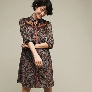 Anthropologie Holding Horses Escalante Embroidered Western Shirt Dress Size 6